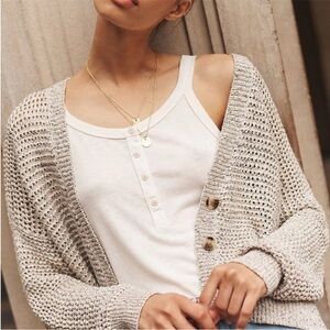 Madewell Cream Gray Marled Hartley Cardigan Sweater Womens Oversized XSmall